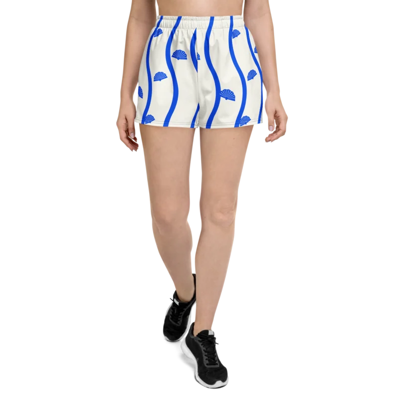 Athletic shorts in Shell Detour, Cobalt & cream — supplier product mockup