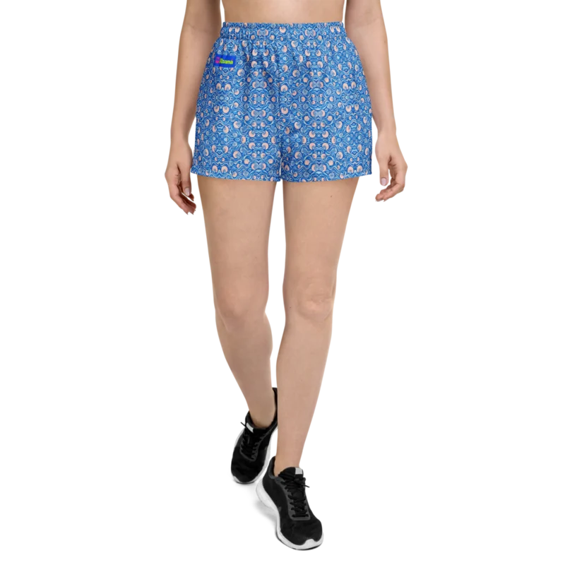 Adult athletic shorts — Nautilus Current · fine print · lime logo, supplier mockup