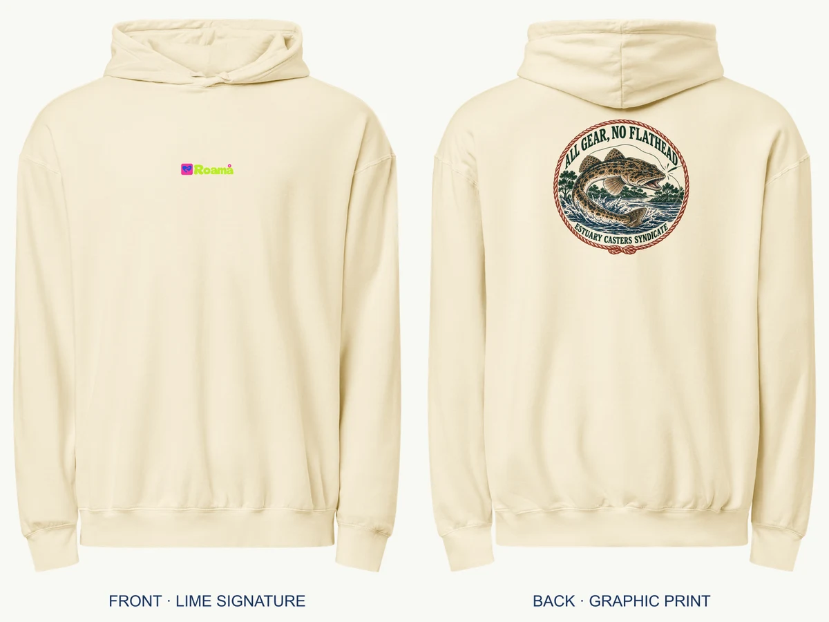 All Gear, No Flathead hoodie — Aussie coastal club, Ivory, supplier product mockup