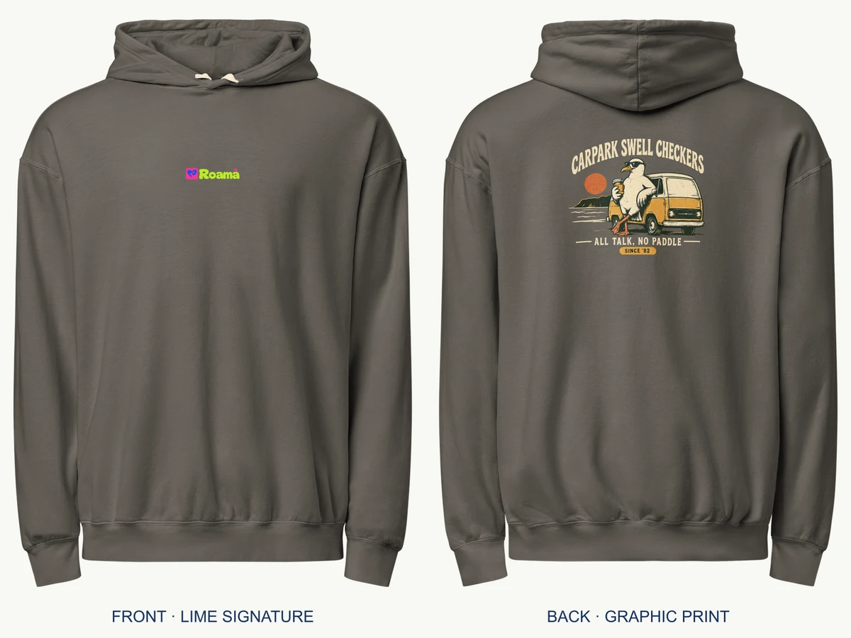 Carpark Swell Checkers hoodie — Aussie coastal club, Pepper, supplier product mockup
