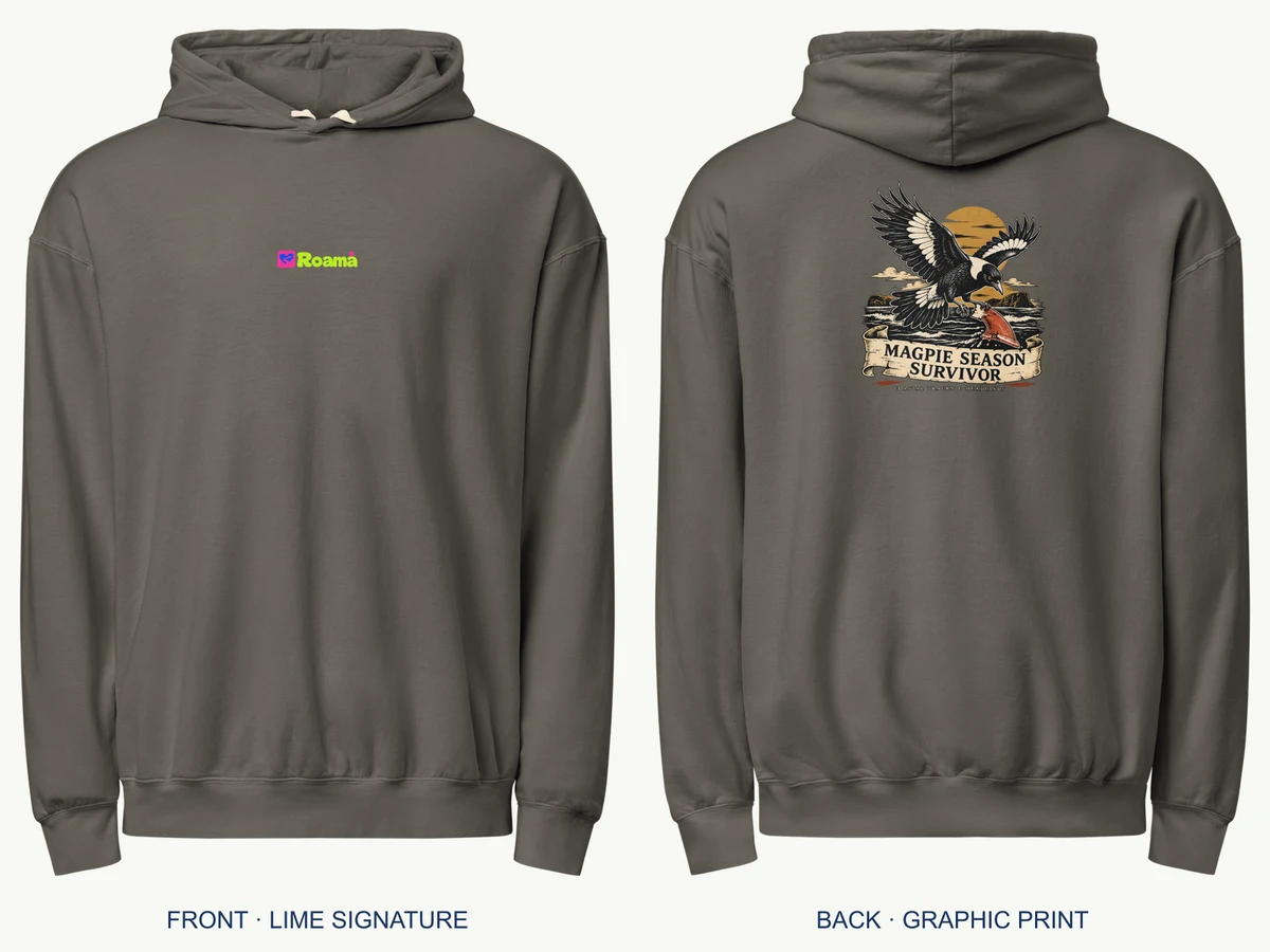 Magpie Season Survivor hoodie — Aussie coastal club, Pepper, supplier product mockup