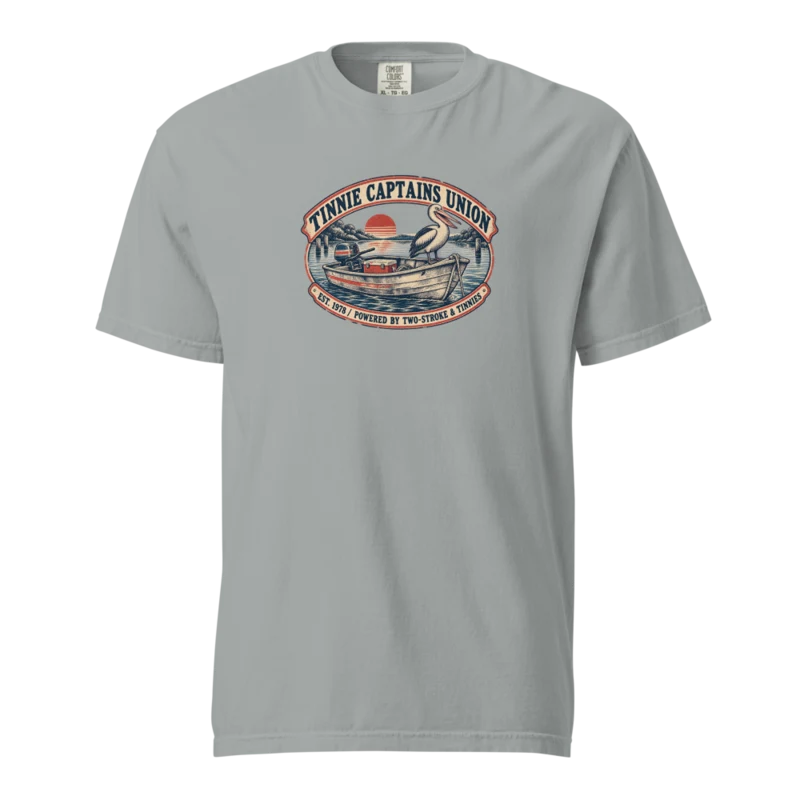 Tinnie Captains Union heavyweight tee — Aussie coastal club, Granite, supplier product mockup