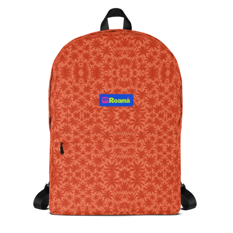 Everyday backpack — Palm Afterglow · fine print · lime logo, supplier mockup