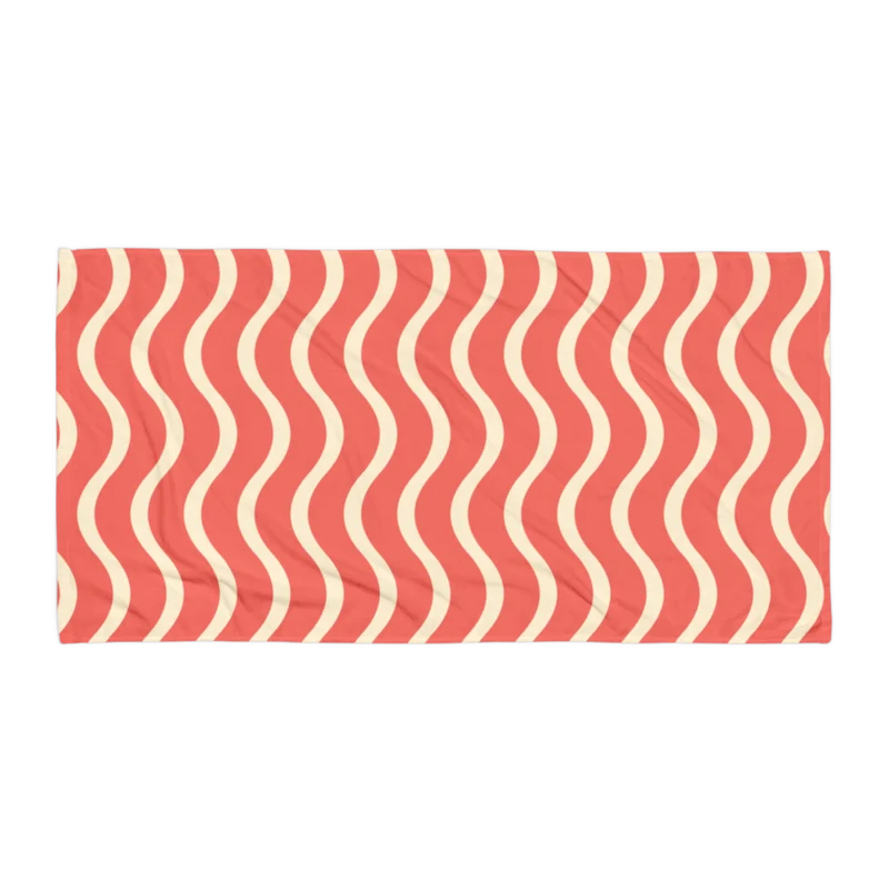 Beach towel · 30 × 60 in in Scenic Flow, Coral & cream — supplier product mockup