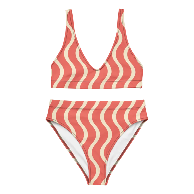 High-waisted bikini in Scenic Flow, Coral & cream — supplier product mockup