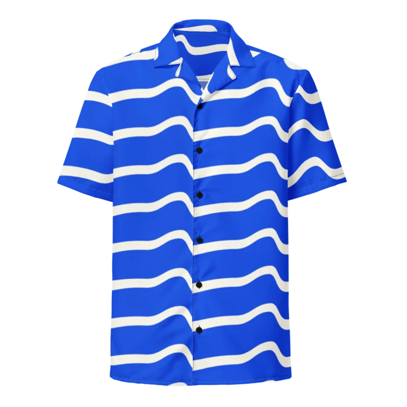 Relaxed button shirt in Coastal Current, Cobalt & cream — supplier product mockup