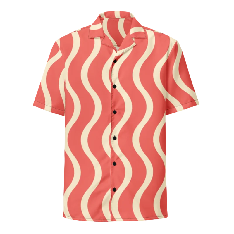 Relaxed button shirt in Scenic Flow, Coral & cream — supplier product mockup