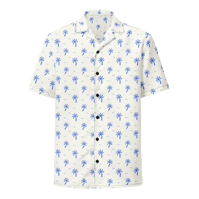 Relaxed button shirt in Palm Detour Cobalt-Cream, Cobalt & Cream — supplier product mockup