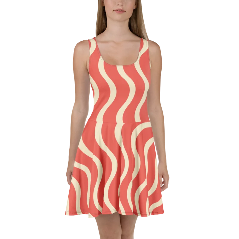 Skater dress in Scenic Flow, Coral & cream — supplier product mockup