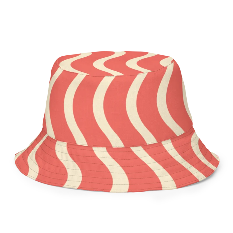 Reversible bucket hat in Scenic Flow, Coral & cream — supplier product mockup