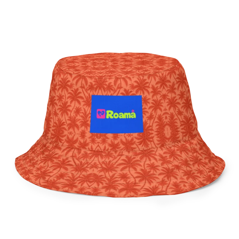Reversible bucket hat — Palm Afterglow · fine print · lime logo, supplier mockup