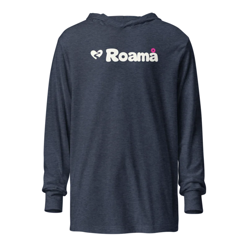 Light hooded logo tee in Heather Navy logo, Heather Navy — supplier product mockup