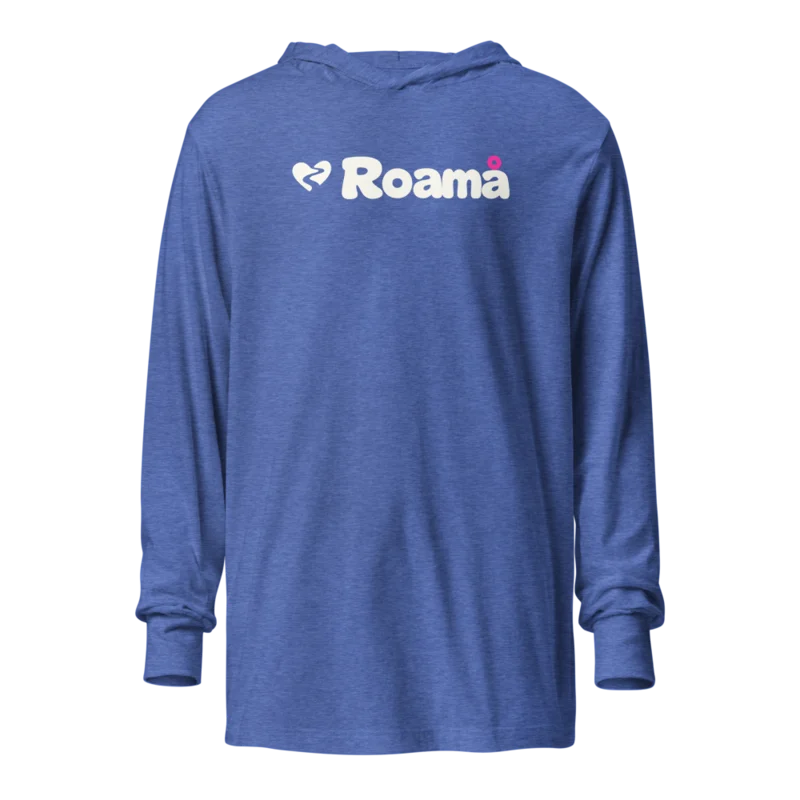 Light hooded logo tee in Heather True Royal logo, Heather True Royal — supplier product mockup