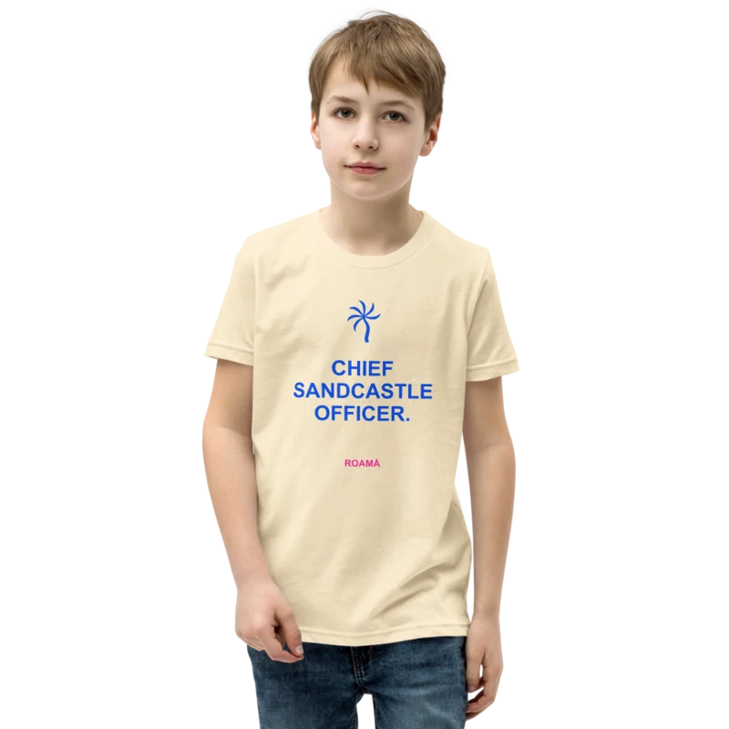 Kids quote tee in Chief Sandcastle Officer · Natural, Natural — supplier product mockup