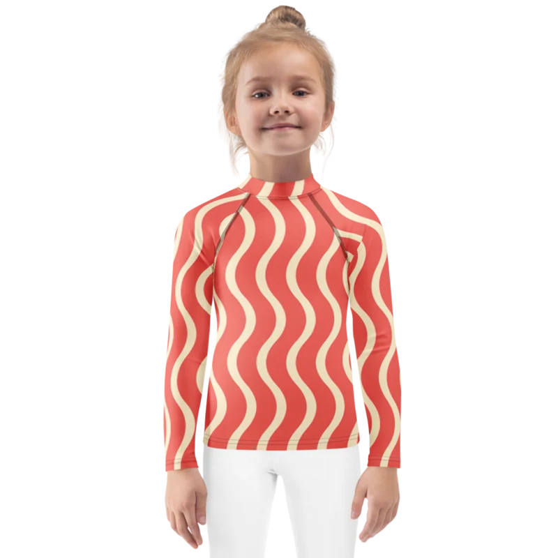 Kids rash guard in Scenic Flow, Coral & cream — supplier product mockup