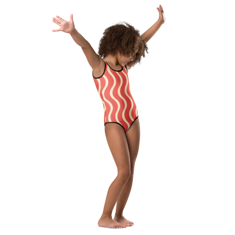 Kids swimsuit in Scenic Flow, Coral & cream — supplier product mockup