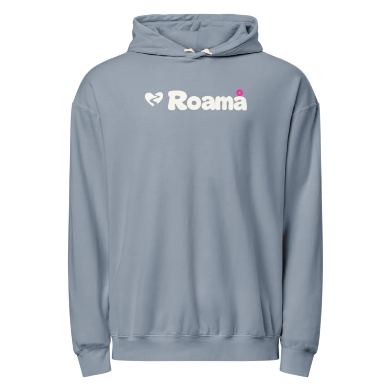 Lightweight fleece logo hoodie in Blue Jean logo, Blue Jean — supplier product mockup