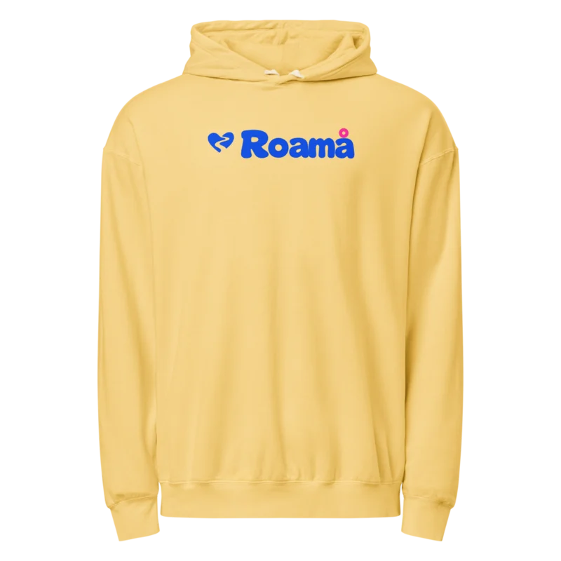 Lightweight fleece logo hoodie in Butter logo, Butter — supplier product mockup