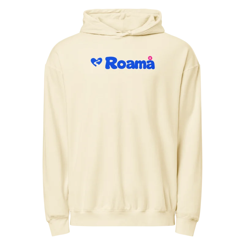 Lightweight fleece logo hoodie in Ivory logo, Ivory — supplier product mockup