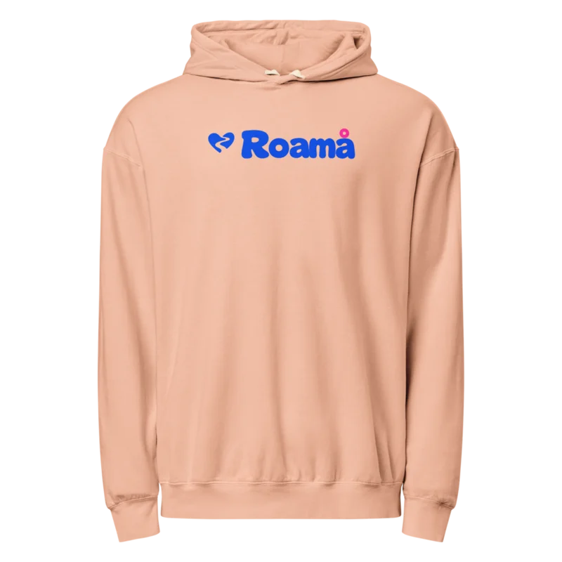 Lightweight fleece logo hoodie in Peachy logo, Peachy — supplier product mockup