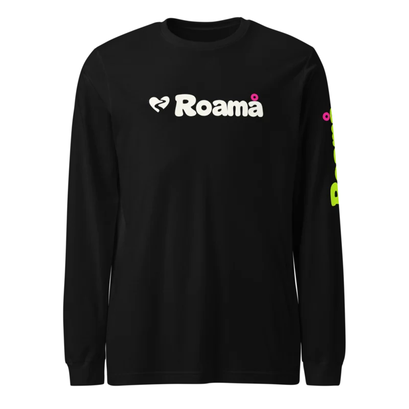 Long sleeve logo tee — Black · left sleeve signature, Black, supplier product mockup