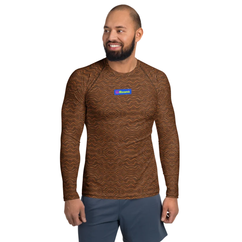 Men’s long-sleeve rashguard — Tideline · fine print · lime logo, supplier mockup