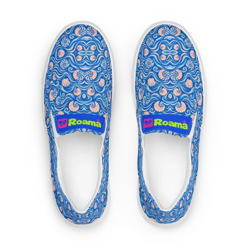 Men’s canvas slip-ons — Nautilus Current · fine print · lime logo, supplier mockup