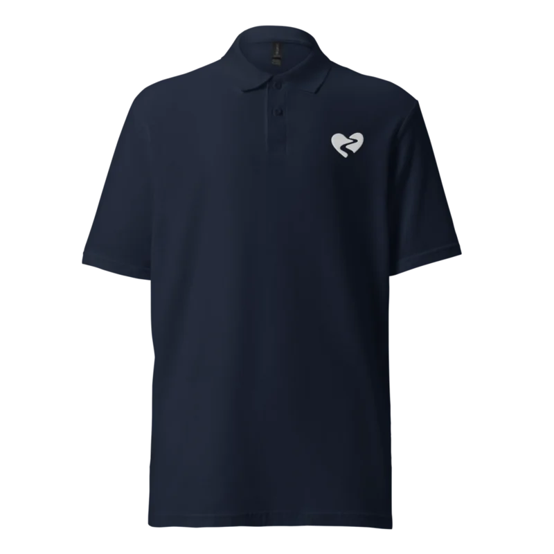 Cotton piqué polo in Navy heart, Navy — supplier product mockup