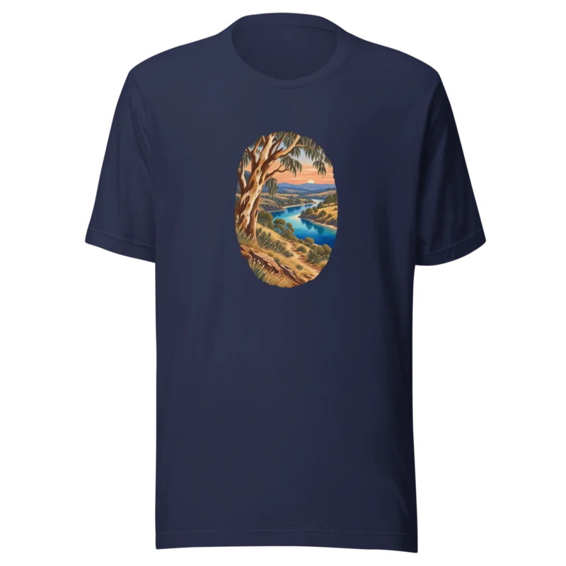Scenic print tee in Rivergum Detour · Navy, Navy — supplier product mockup