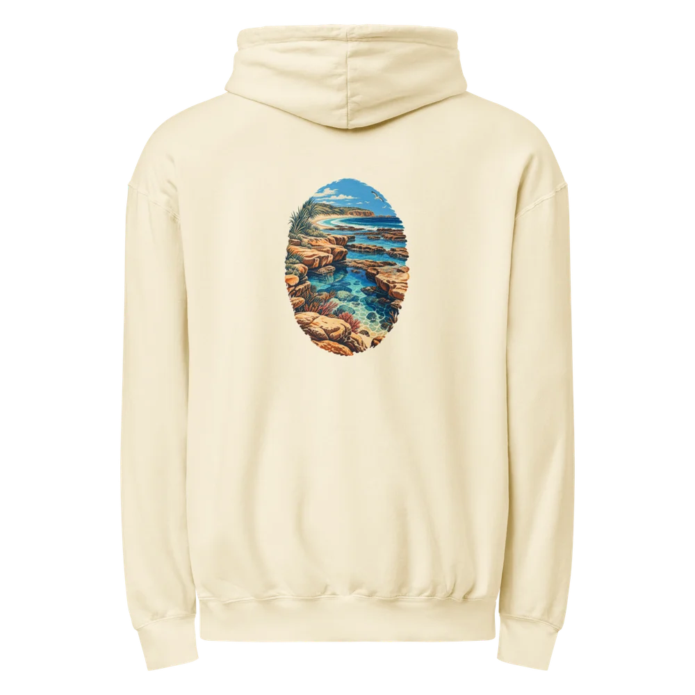 Scenic back-print hoodie in Rockpool Hour · Ivory, Ivory — supplier product mockup