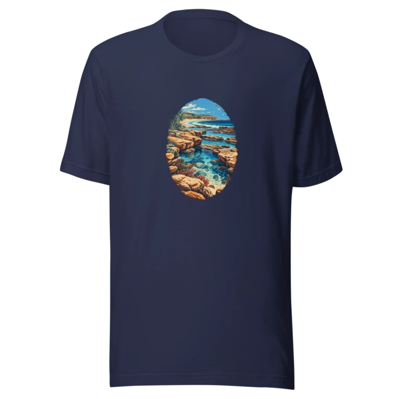 Scenic print tee in Rockpool Hour · Navy, Navy — supplier product mockup