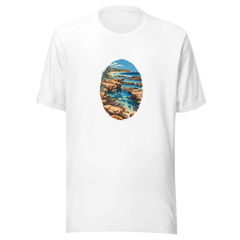 Scenic print tee in Rockpool Hour · White, White — supplier product mockup