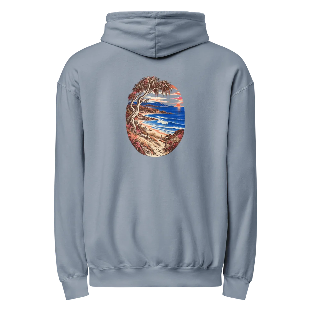 Scenic back-print hoodie in Coastal Detour · Blue Jean, Blue Jean — supplier product mockup