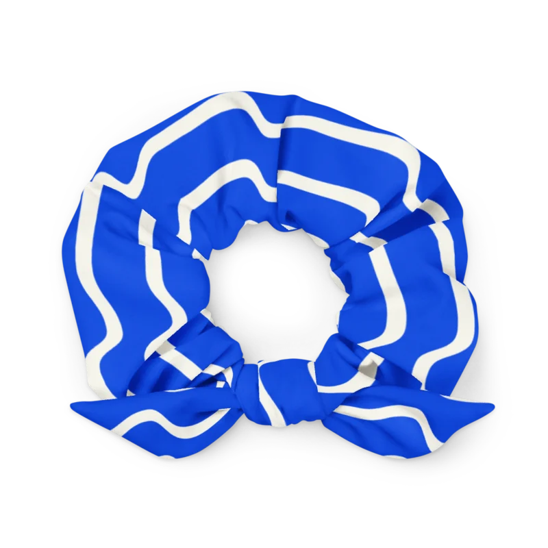 Scrunchie in Coastal Current, Cobalt & cream — supplier product mockup