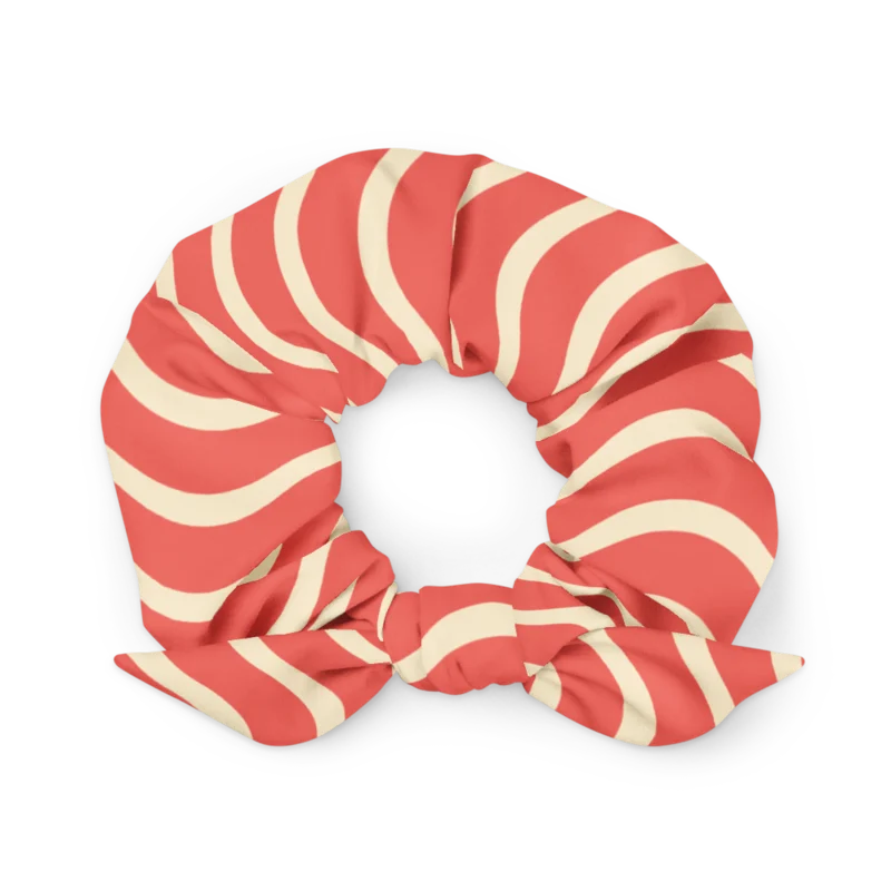 Scrunchie in Scenic Flow, Coral & cream — supplier product mockup