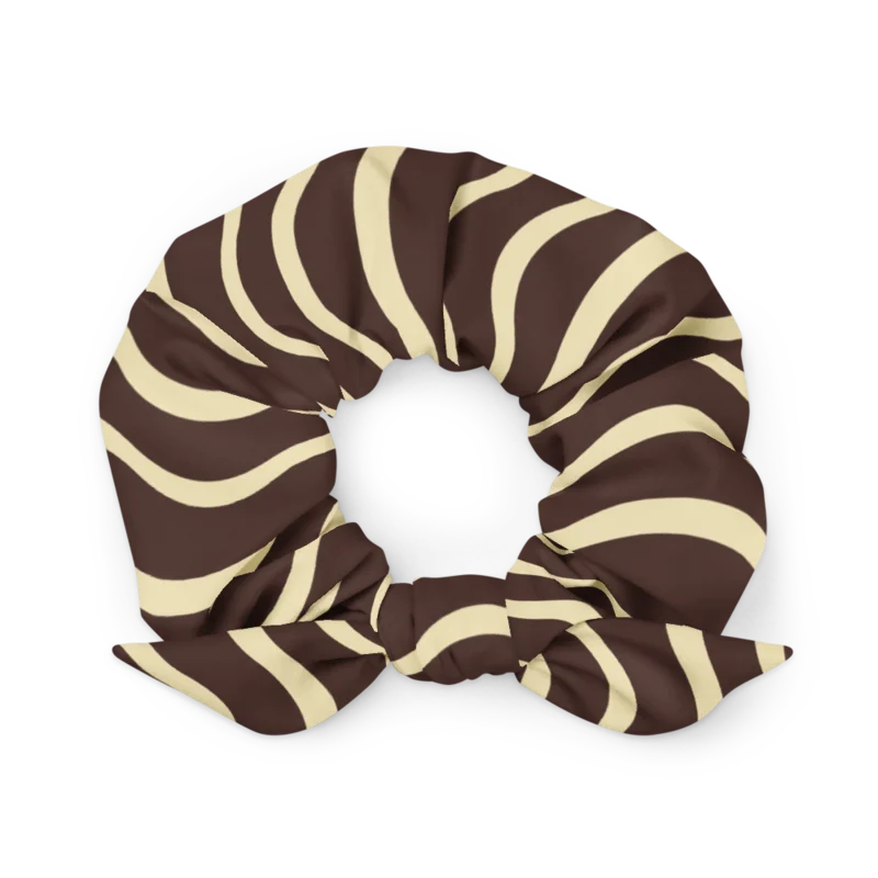 Scrunchie in The Long Way, Chocolate & buttermilk — supplier product mockup