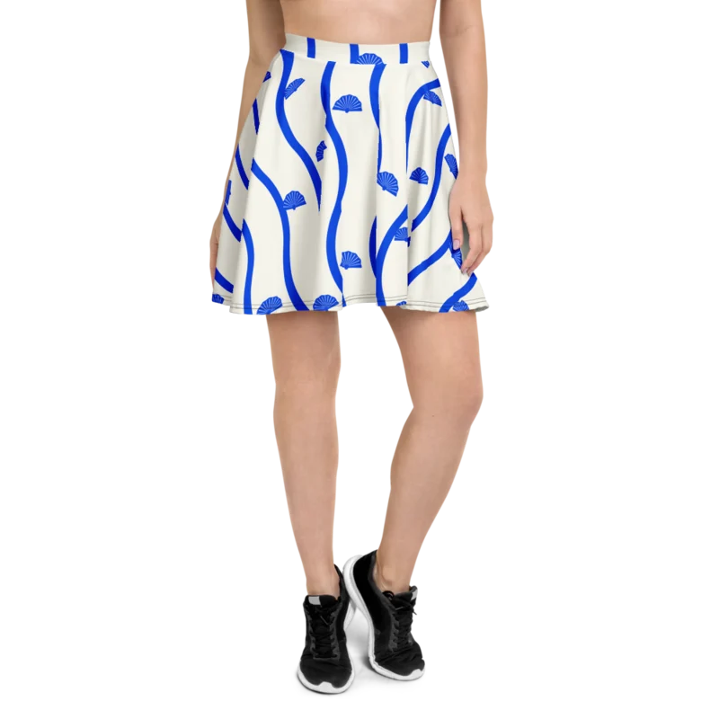 Skater skirt in Shell Detour, Cobalt & cream — supplier product mockup