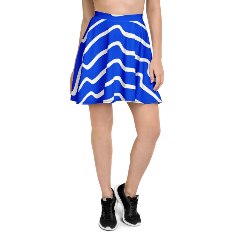 Skater skirt in Coastal Current, Cobalt & cream — supplier product mockup