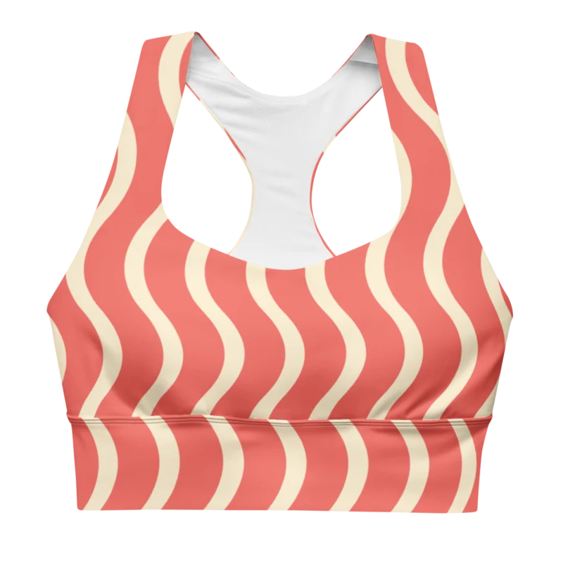 Longline sports bra in Scenic Flow, Coral & cream — supplier product mockup