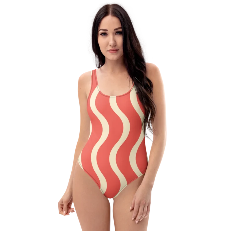 One-piece swimsuit in Scenic Flow, Coral & cream — supplier product mockup