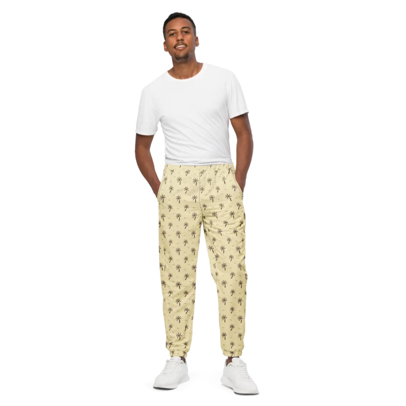 Lightweight track pants in Palm Detour Chocolate-Buttermilk, Chocolate & Buttermilk — supplier product mockup