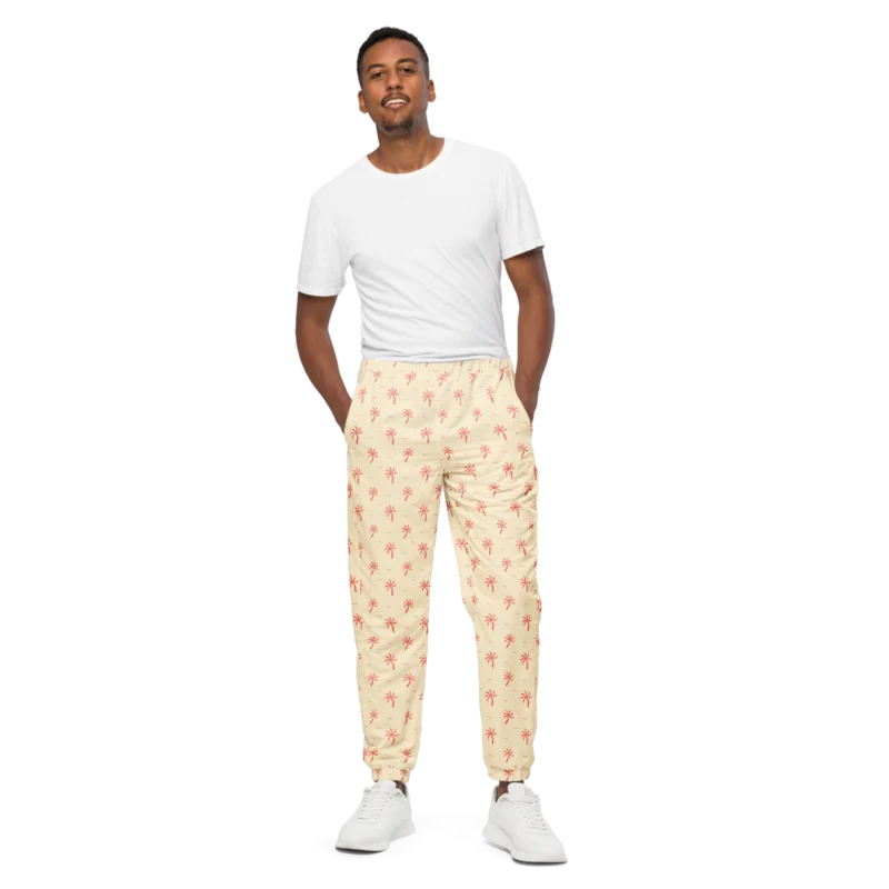 Lightweight track pants in Palm Detour Coral-Cream, Coral & Cream — supplier product mockup