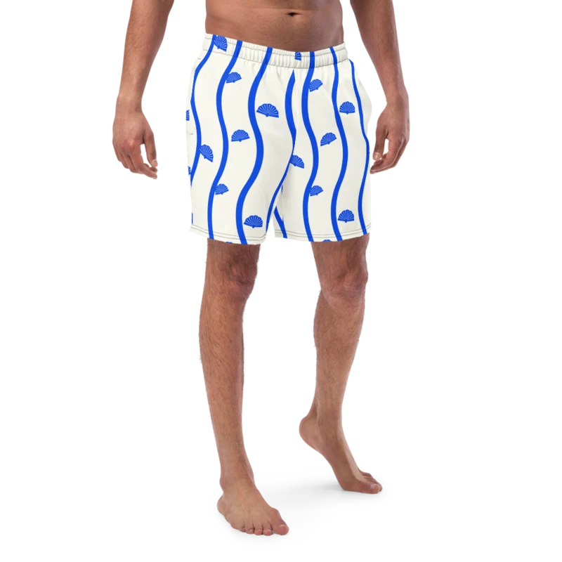Swim trunks in Shell Detour, Cobalt & cream — supplier product mockup