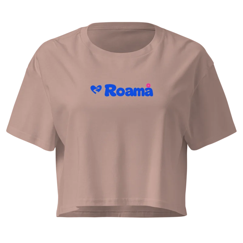 Women’s cotton crop top — Hazy Pink logo, supplier mockup