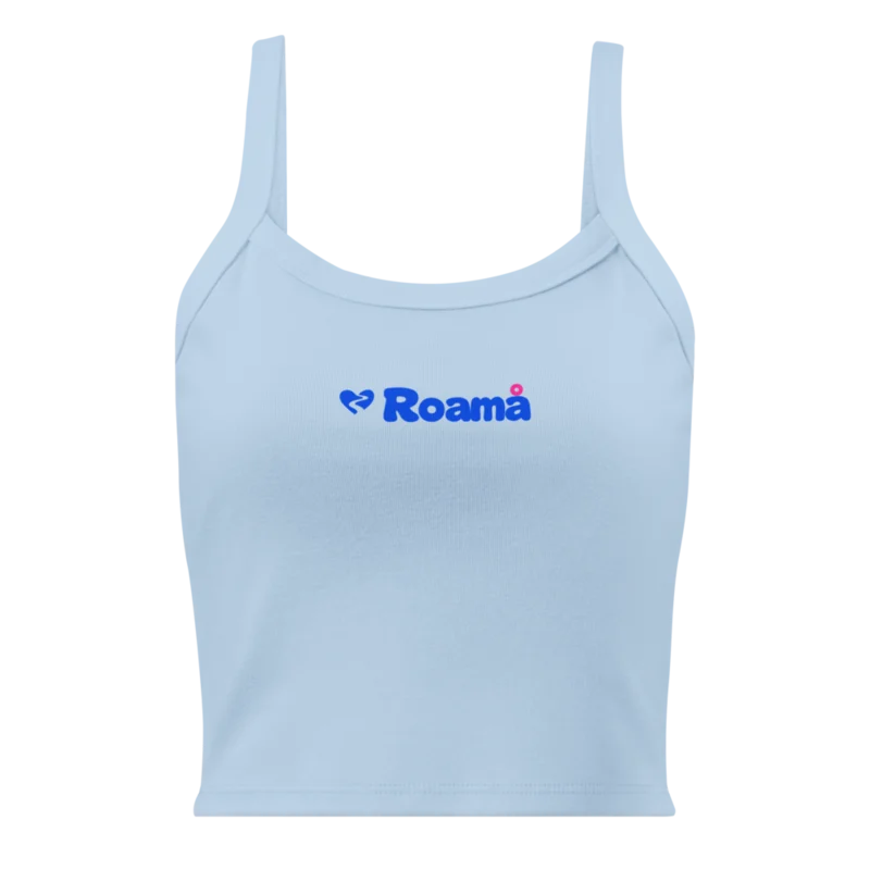 Women’s micro-rib tank — Solid Baby Blue Blend logo, supplier mockup