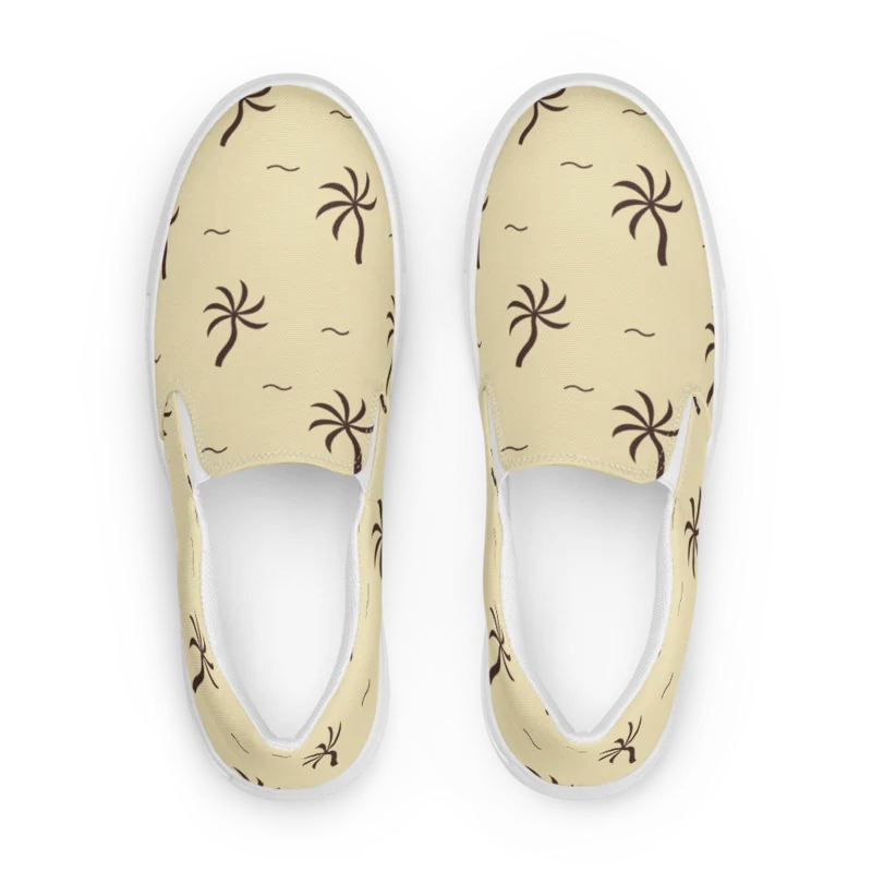 Women’s canvas slip-ons in Palm Detour Chocolate-Buttermilk, Chocolate & Buttermilk — supplier product mockup