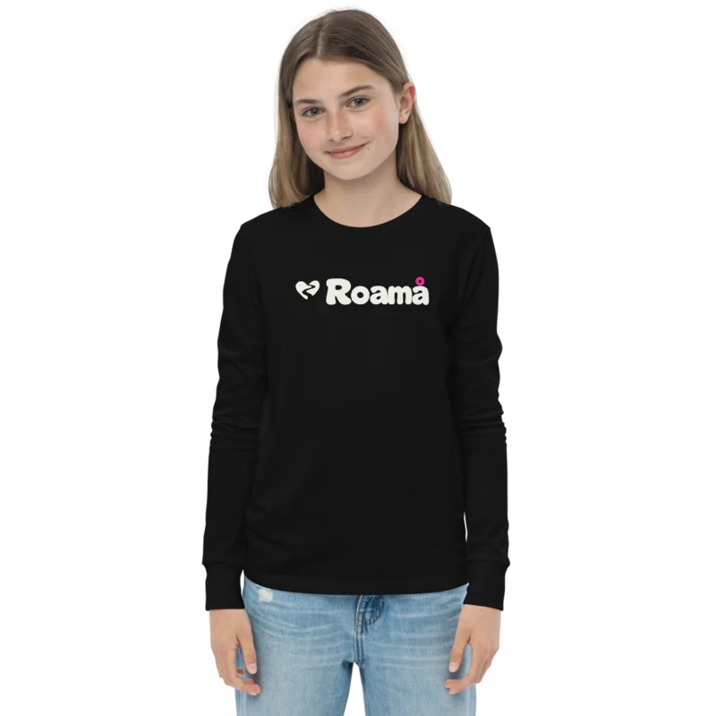 Kids long sleeve logo tee in Black logo, Black — supplier product mockup