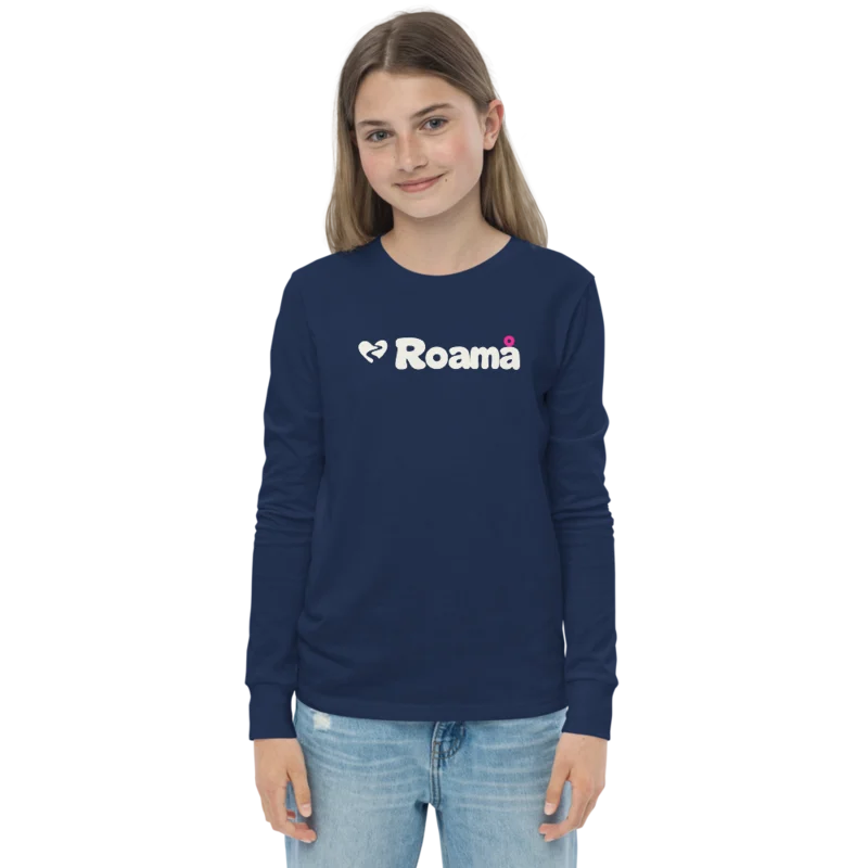 Kids long sleeve logo tee in Navy logo, Navy — supplier product mockup