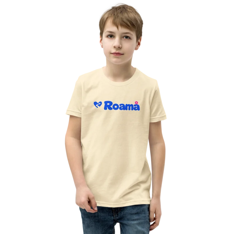 Kids logo tee in Natural logo, Natural — supplier product mockup